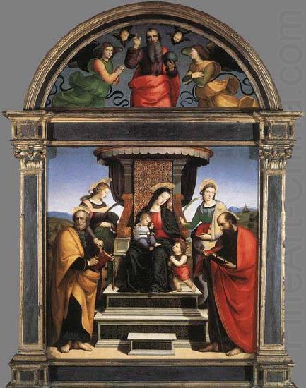 RAFFAELLO Sanzio Madonna and Child Enthroned with Saints china oil painting image